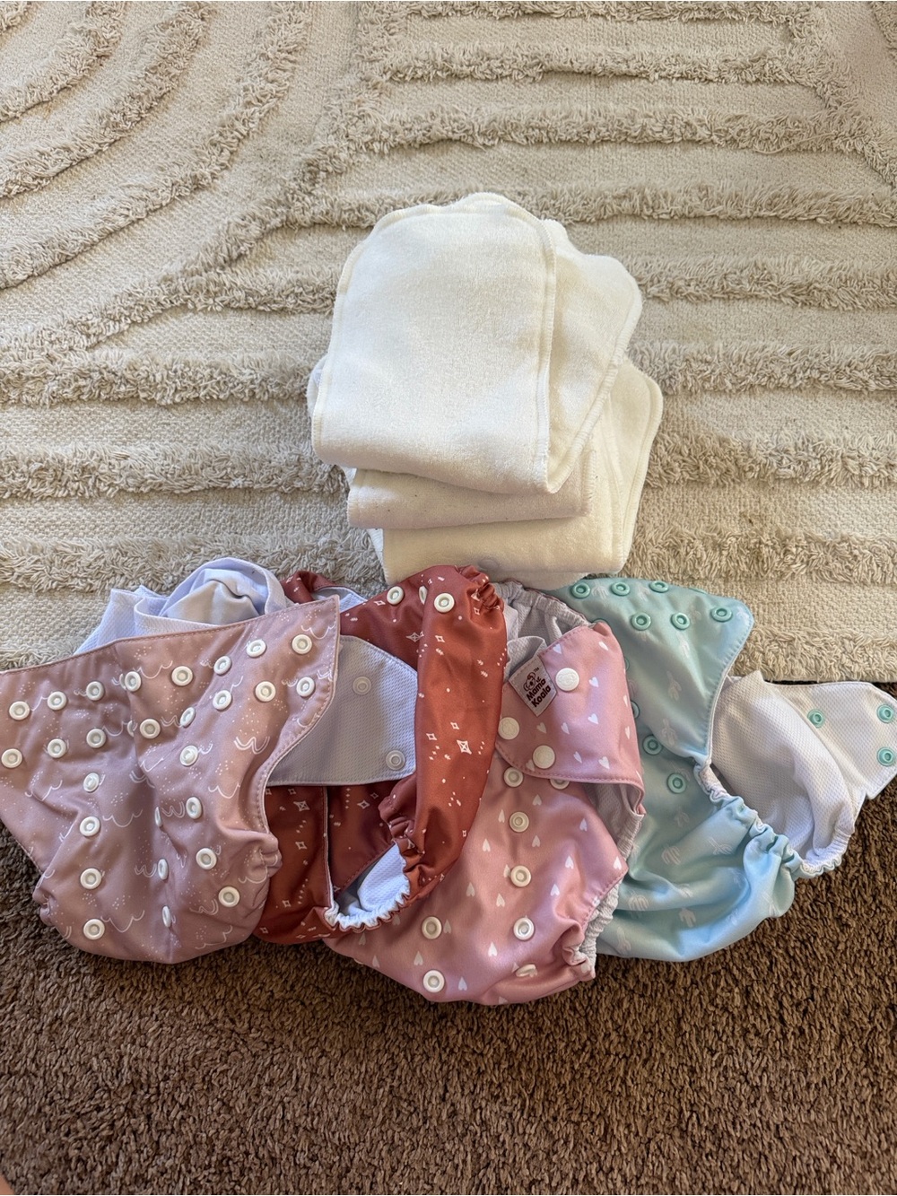 NEVER WORN Reusable Cloth Diaper Set for Babies - Pink, Rust, Mint, Brown